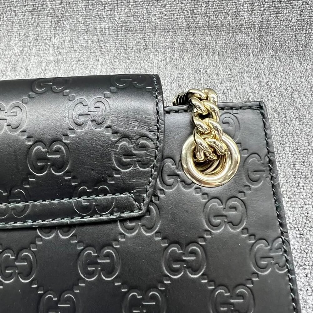 GUCCI Emily Black Leather Shoulder Bag 620-032825 - Picture 9 of 14
